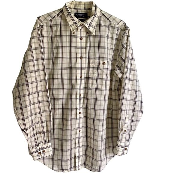 Roundtree & Yorke Wrinkle-Free Long Sleeve Button Down Shirt Men's Large - Picture 1 of 9